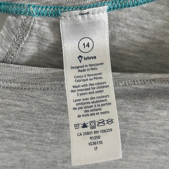 Ivivva Cropped T-Shirt - GREY / Kids 14 - Picture 3 of 3